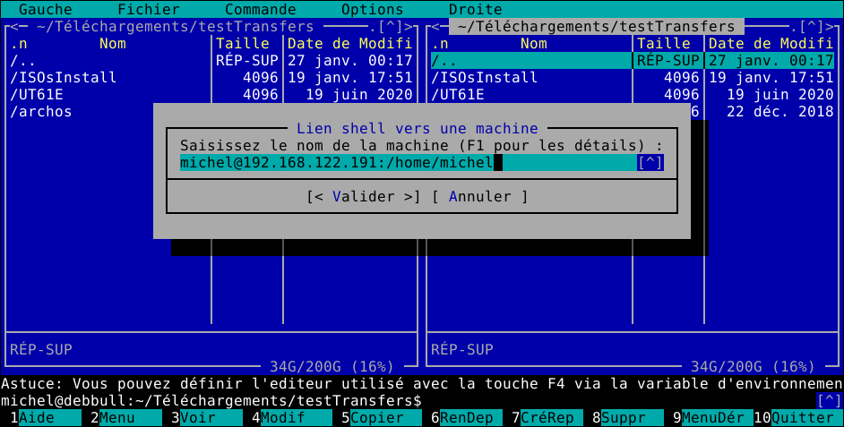 Entrez l'adresse de connexion